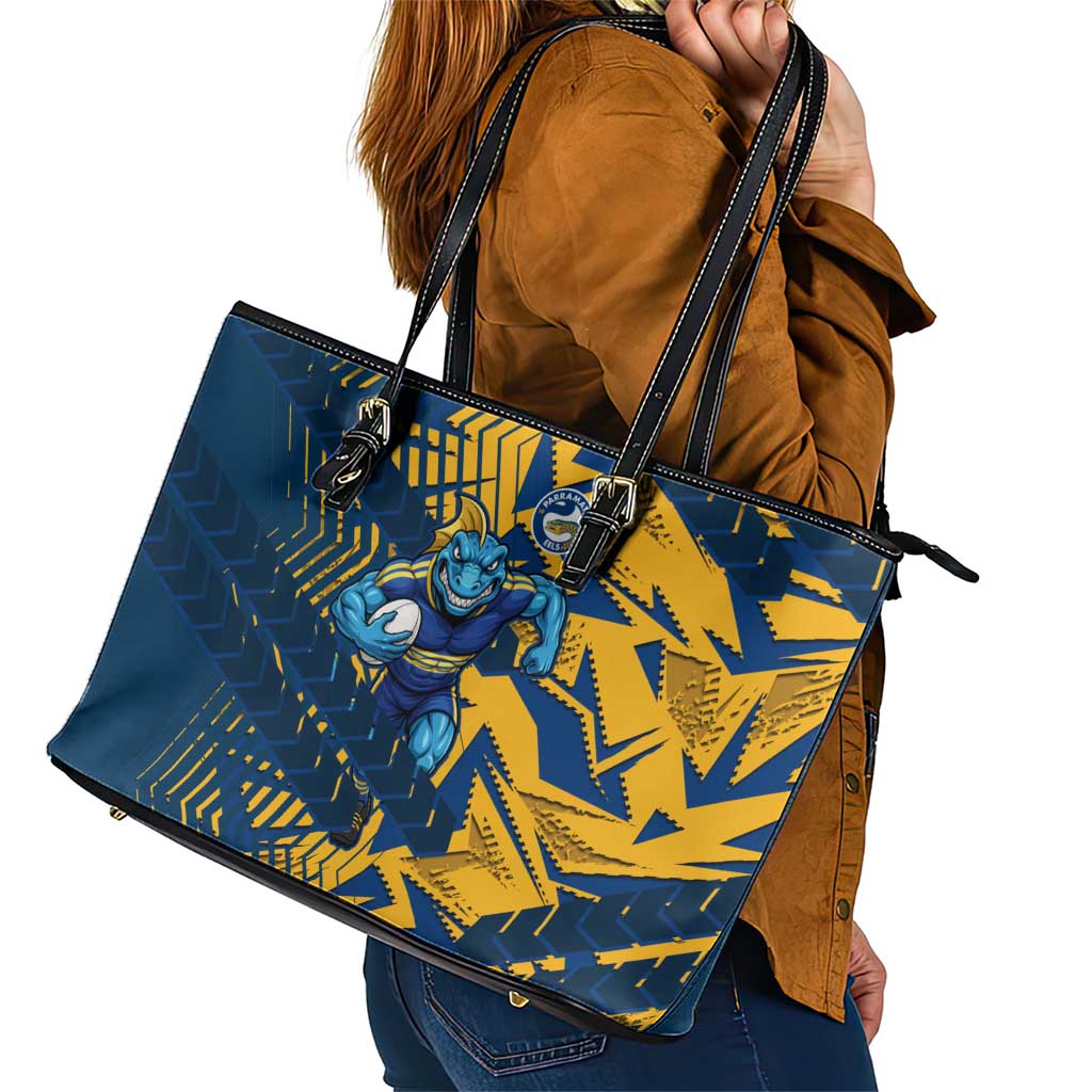 Parramatta Eels Rugby Leather Tote Bag Fierce Mascot Geometric Tribal Art