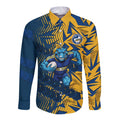 Parramatta Eels Rugby Long Sleeve Button Shirt Fierce Mascot Geometric Tribal Art