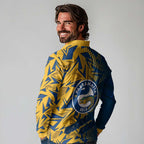 Parramatta Eels Rugby Long Sleeve Polo Shirt Fierce Mascot Geometric Tribal Art