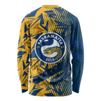 Parramatta Eels Rugby Long Sleeve Shirt Fierce Mascot Geometric Tribal Art