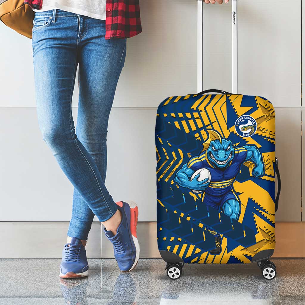 Parramatta Eels Rugby Luggage Cover Fierce Mascot Geometric Tribal Art