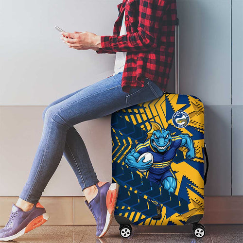 Parramatta Eels Rugby Luggage Cover Fierce Mascot Geometric Tribal Art