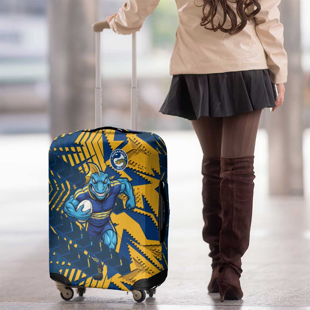 Parramatta Eels Rugby Luggage Cover Fierce Mascot Geometric Tribal Art