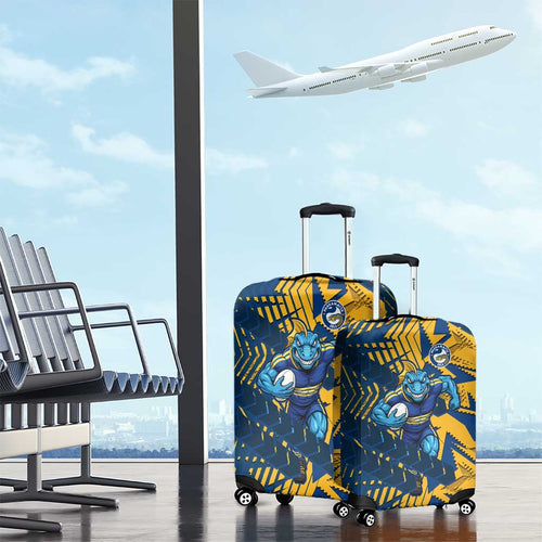 Parramatta Eels Rugby Luggage Cover Fierce Mascot Geometric Tribal Art