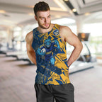 Parramatta Eels Rugby Men Tank Top Fierce Mascot Geometric Tribal Art