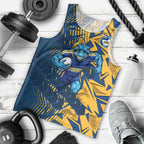 Parramatta Eels Rugby Men Tank Top Fierce Mascot Geometric Tribal Art