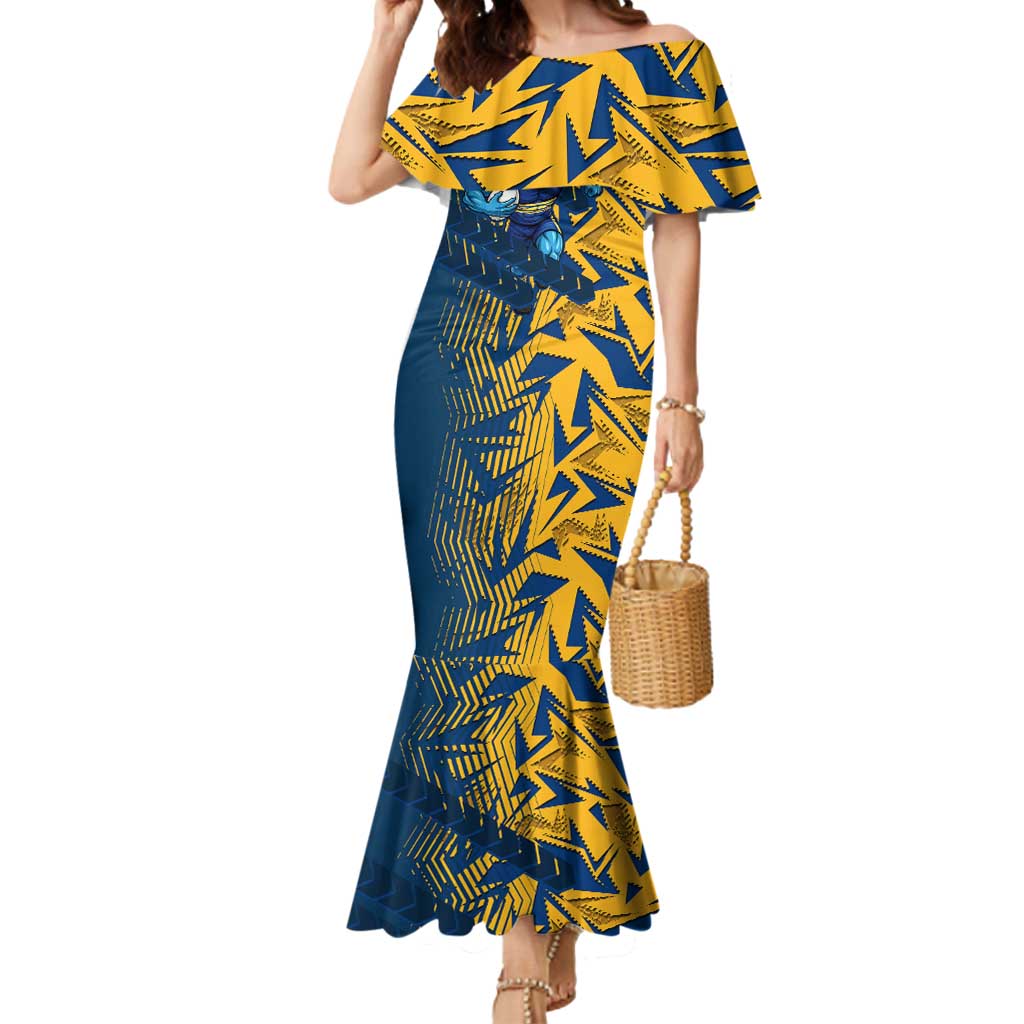 Parramatta Eels Rugby Mermaid Dress Fierce Mascot Geometric Tribal Art