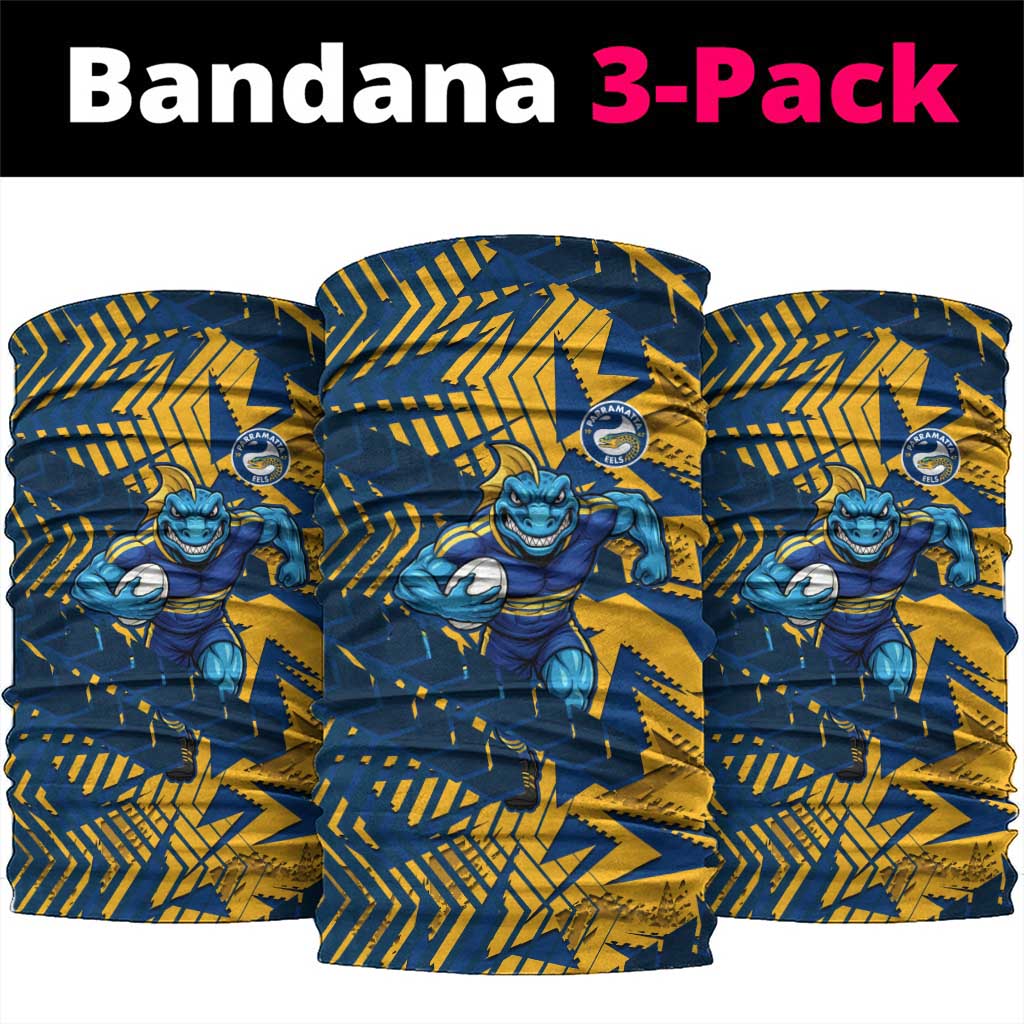 Parramatta Eels Rugby Neck Gaiter Fierce Mascot Geometric Tribal Art