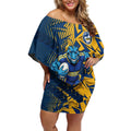 Parramatta Eels Rugby Off Shoulder Short Dress Fierce Mascot Geometric Tribal Art
