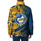 Parramatta Eels Rugby Padded Jacket Fierce Mascot Geometric Tribal Art