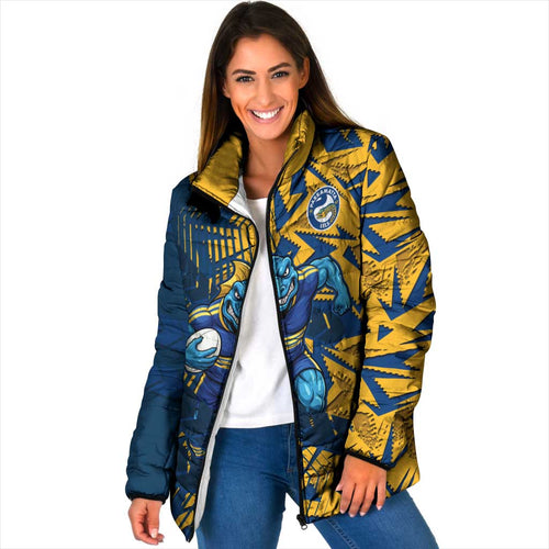 Parramatta Eels Rugby Padded Jacket Fierce Mascot Geometric Tribal Art