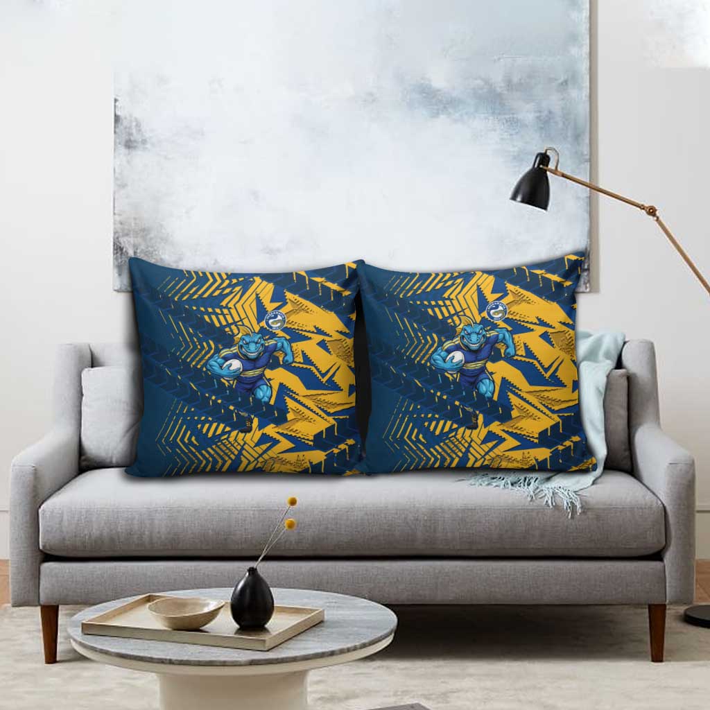 Parramatta Eels Rugby Pillow Cover Fierce Mascot Geometric Tribal Art