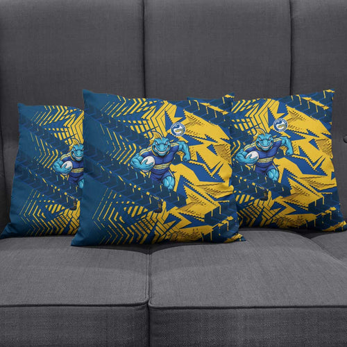 Parramatta Eels Rugby Pillow Cover Fierce Mascot Geometric Tribal Art