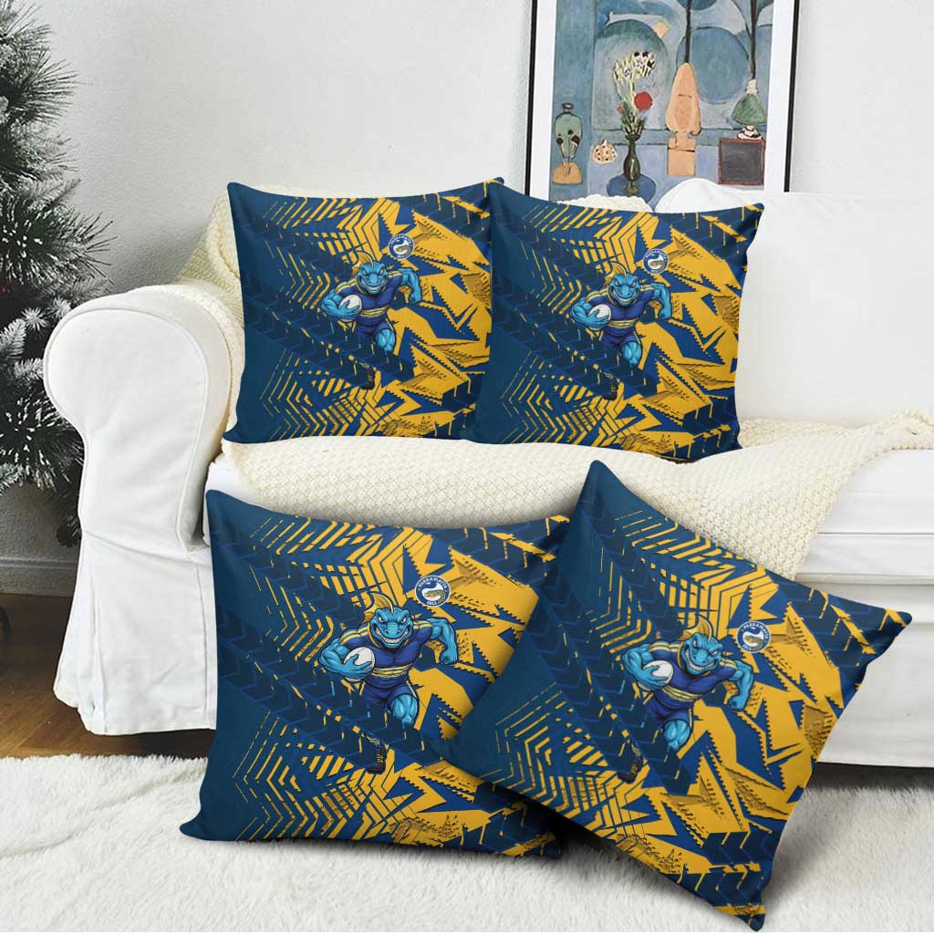 Parramatta Eels Rugby Pillow Cover Fierce Mascot Geometric Tribal Art