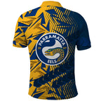 Parramatta Eels Rugby Polo Shirt Fierce Mascot Geometric Tribal Art