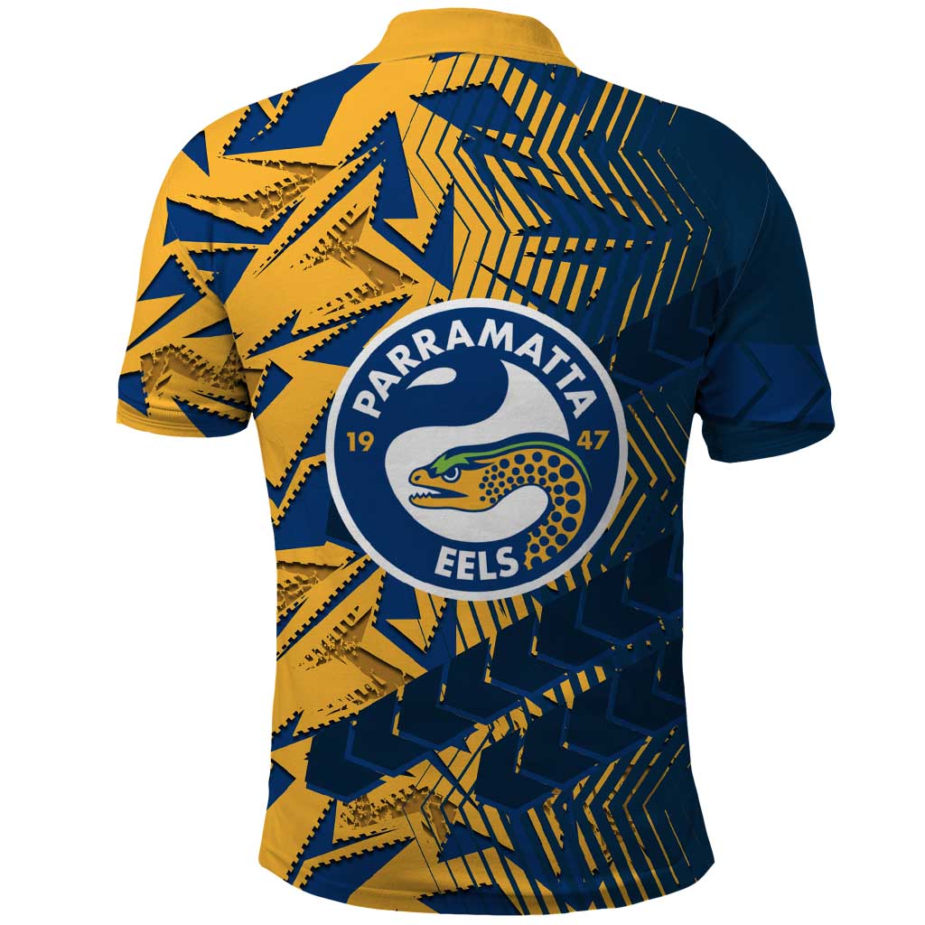 Parramatta Eels Rugby Polo Shirt Fierce Mascot Geometric Tribal Art