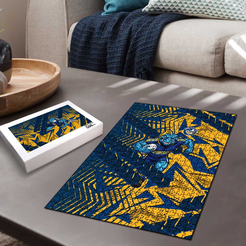 Parramatta Eels Rugby Puzzle Fierce Mascot Geometric Tribal Art