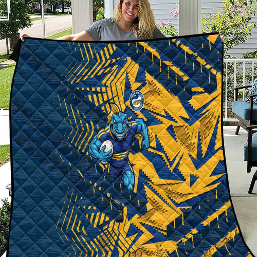 Parramatta Eels Rugby Quilt Fierce Mascot Geometric Tribal Art