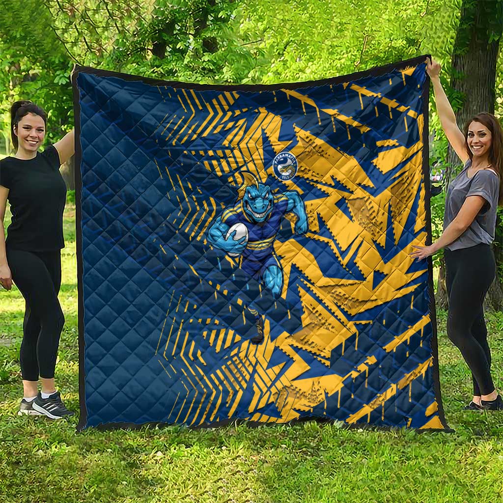 Parramatta Eels Rugby Quilt Fierce Mascot Geometric Tribal Art