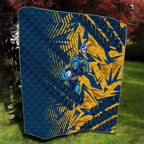 Parramatta Eels Rugby Quilt Fierce Mascot Geometric Tribal Art