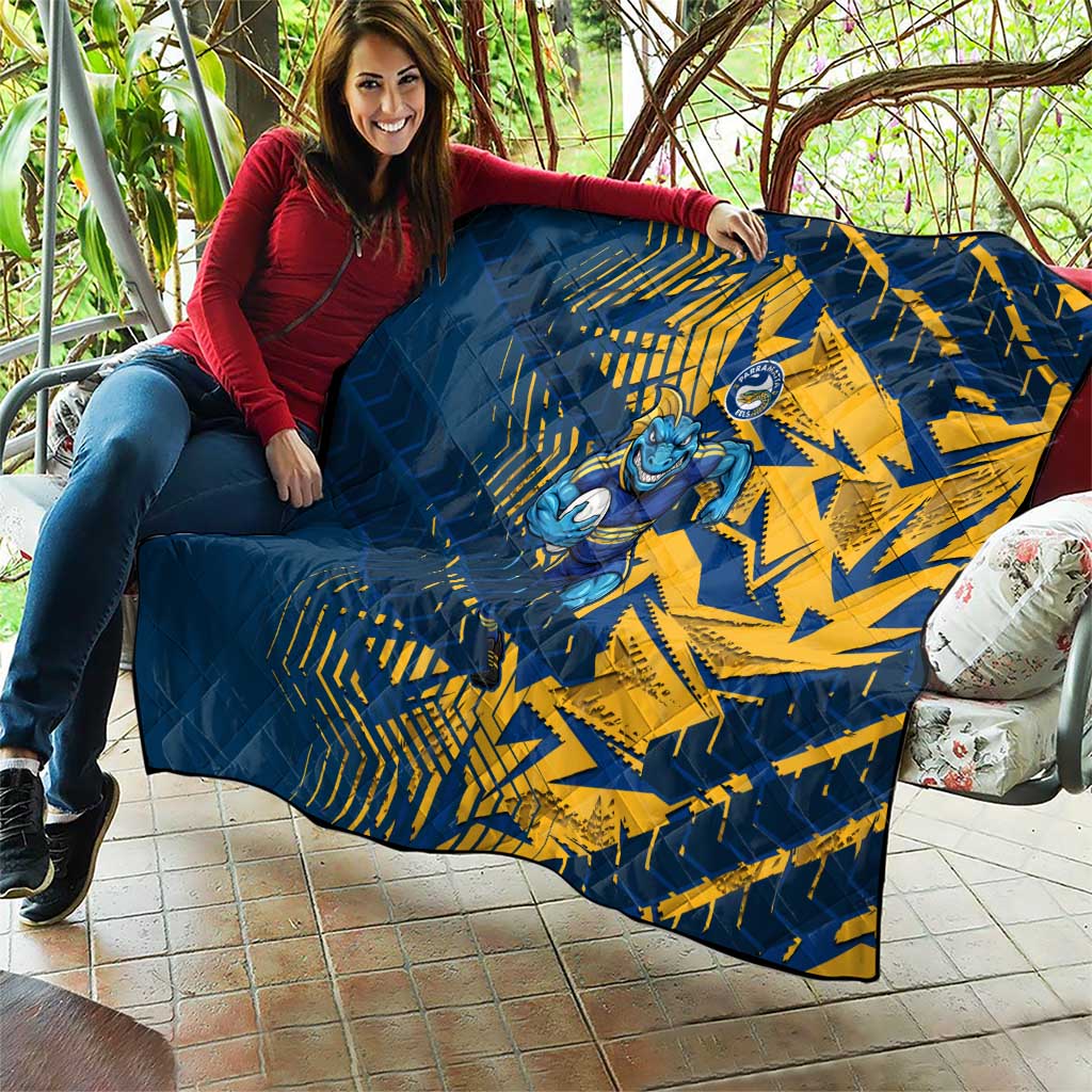 Parramatta Eels Rugby Quilt Fierce Mascot Geometric Tribal Art