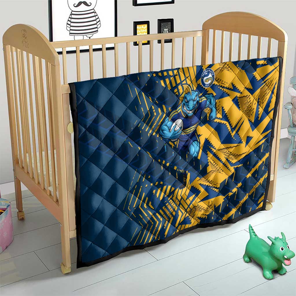 Parramatta Eels Rugby Quilt Fierce Mascot Geometric Tribal Art