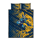 Parramatta Eels Rugby Quilt Bed Set Fierce Mascot Geometric Tribal Art