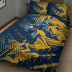 Parramatta Eels Rugby Quilt Bed Set Fierce Mascot Geometric Tribal Art