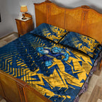 Parramatta Eels Rugby Quilt Bed Set Fierce Mascot Geometric Tribal Art