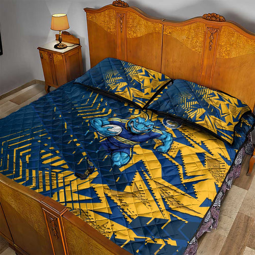 Parramatta Eels Rugby Quilt Bed Set Fierce Mascot Geometric Tribal Art