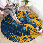 Parramatta Eels Rugby Round Carpet Fierce Mascot Geometric Tribal Art