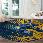 Parramatta Eels Rugby Round Carpet Fierce Mascot Geometric Tribal Art