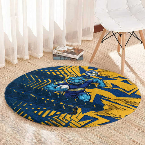 Parramatta Eels Rugby Round Carpet Fierce Mascot Geometric Tribal Art