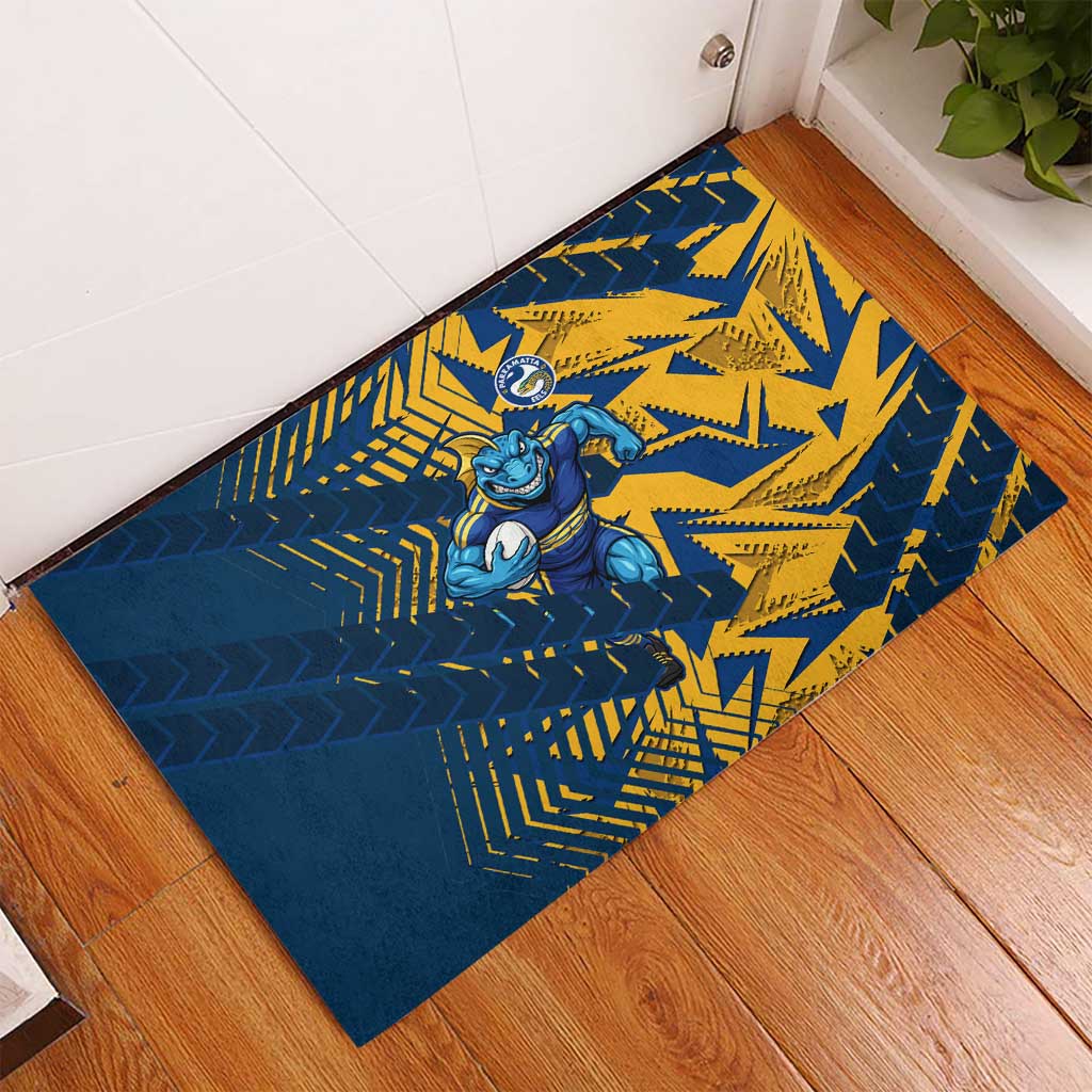 Parramatta Eels Rugby Rubber Doormat Fierce Mascot Geometric Tribal Art
