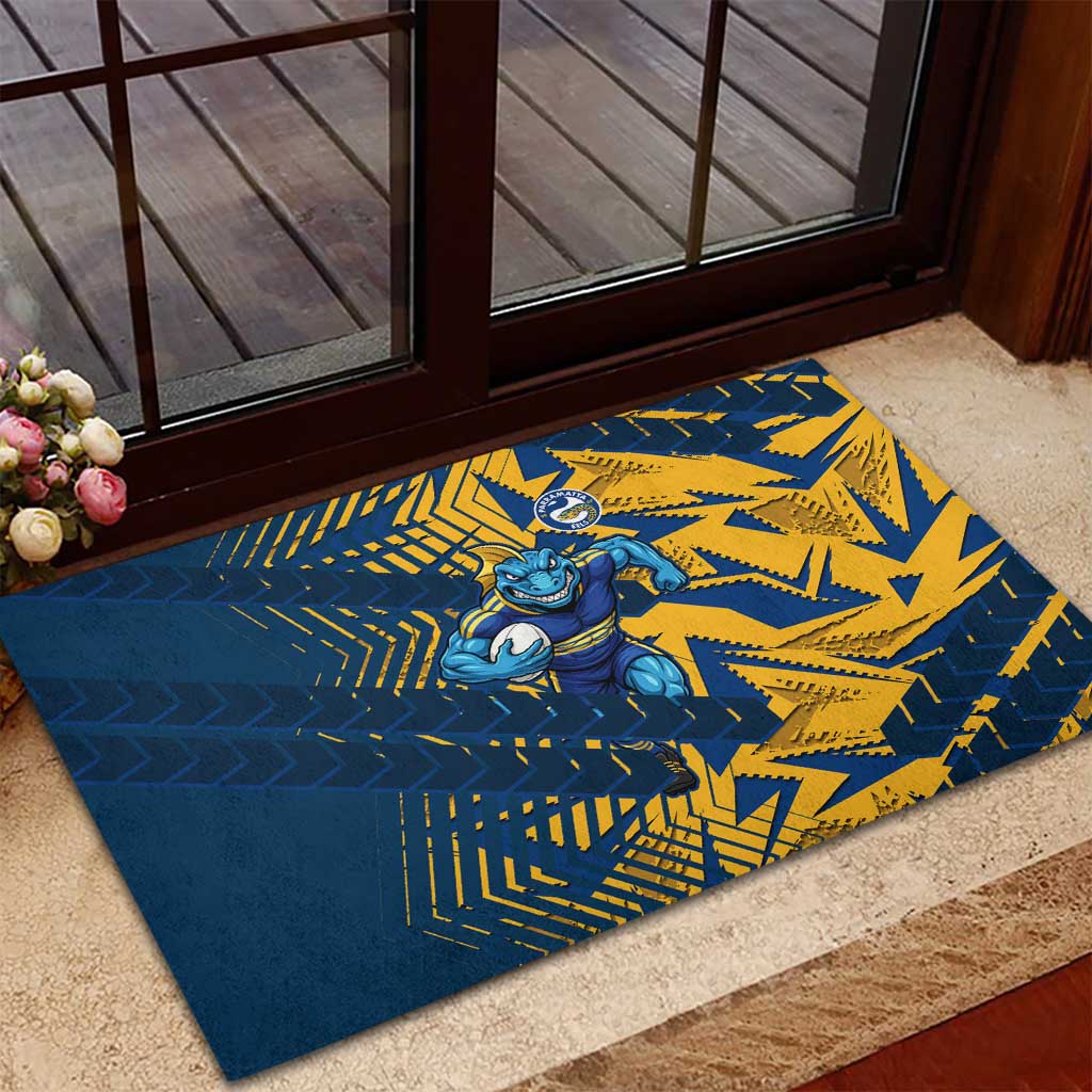 Parramatta Eels Rugby Rubber Doormat Fierce Mascot Geometric Tribal Art