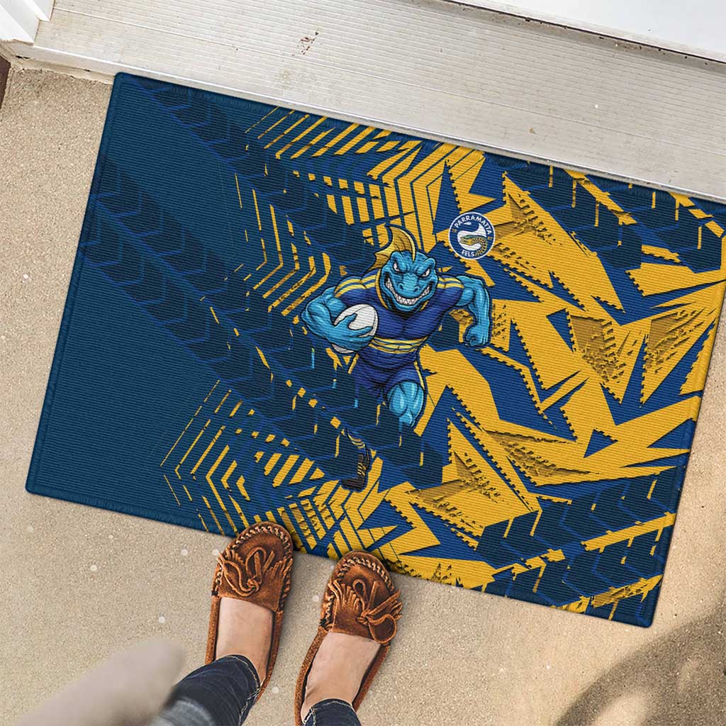 Parramatta Eels Rugby Rubber Doormat Fierce Mascot Geometric Tribal Art