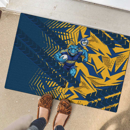 Parramatta Eels Rugby Rubber Doormat Fierce Mascot Geometric Tribal Art