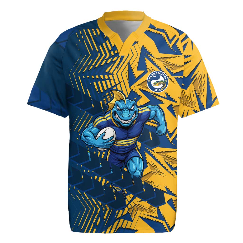 Parramatta Eels Rugby Rugby Jersey Fierce Mascot Geometric Tribal Art
