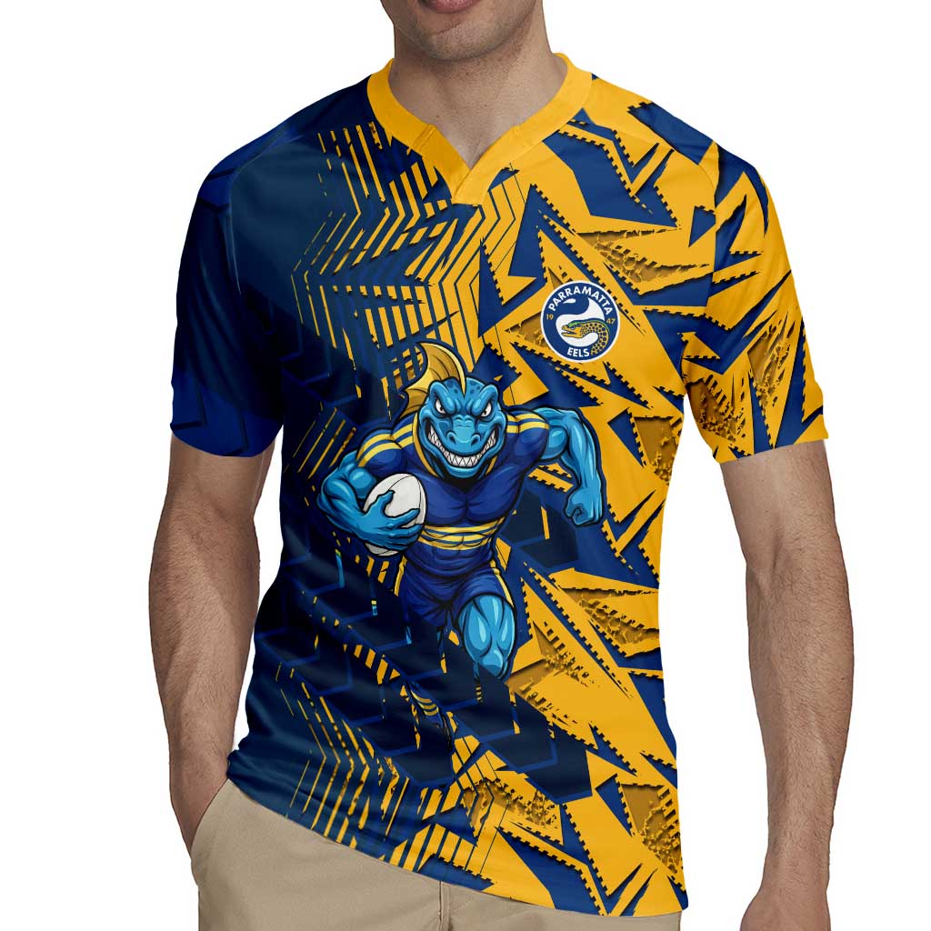 Parramatta Eels Rugby Rugby Jersey Fierce Mascot Geometric Tribal Art