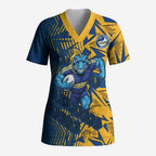 Parramatta Eels Rugby Scrub Top Fierce Mascot Geometric Tribal Art
