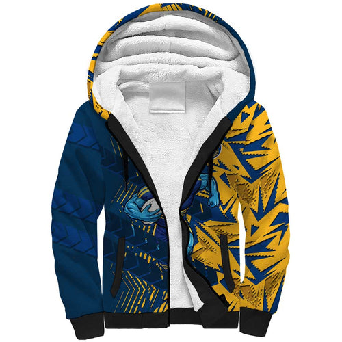 Parramatta Eels Rugby Sherpa Hoodie Fierce Mascot Geometric Tribal Art