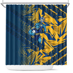Parramatta Eels Rugby Shower Curtain Fierce Mascot Geometric Tribal Art
