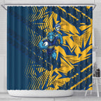 Parramatta Eels Rugby Shower Curtain Fierce Mascot Geometric Tribal Art