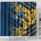Parramatta Eels Rugby Shower Curtain Fierce Mascot Geometric Tribal Art