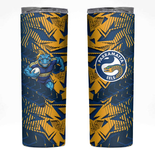 Parramatta Eels Rugby Skinny Tumbler Fierce Mascot Geometric Tribal Art