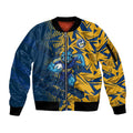 Parramatta Eels Rugby Sleeve Zip Bomber Jacket Fierce Mascot Geometric Tribal Art