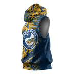 Parramatta Eels Rugby Sleeveless Hoodie Fierce Mascot Geometric Tribal Art