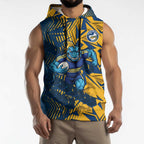 Parramatta Eels Rugby Sleeveless Hoodie Fierce Mascot Geometric Tribal Art