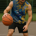 Parramatta Eels Rugby Sleeveless Hoodie Fierce Mascot Geometric Tribal Art