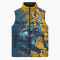 Parramatta Eels Rugby Sleeveless Puffer Jacket Fierce Mascot Geometric Tribal Art